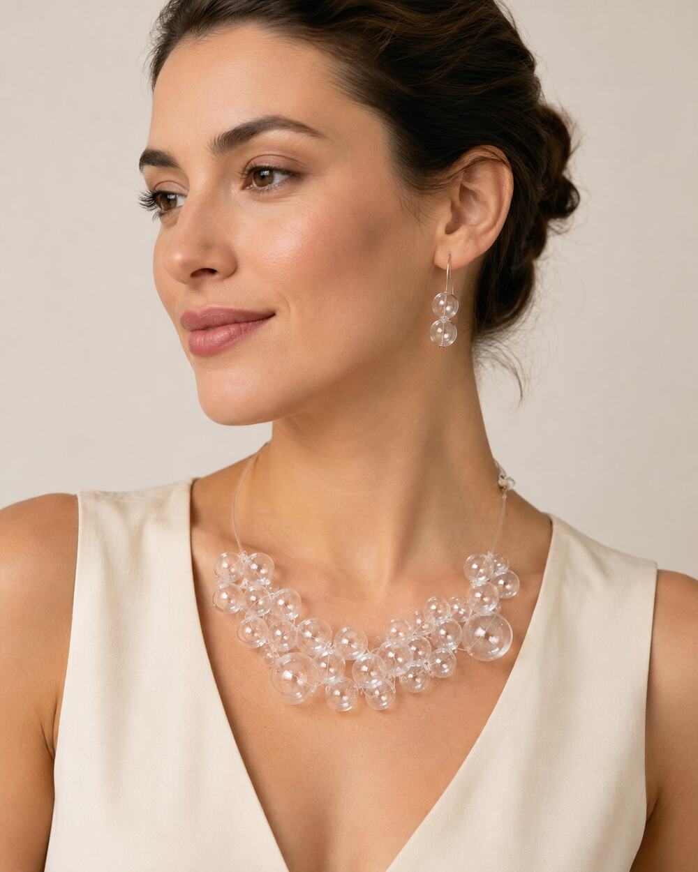 Marina & Susanna Sent Murano Glass Bubble Necklace Earrings Set Italy